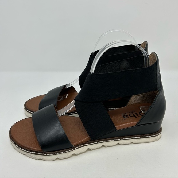 Diba True Black Leather and Fabric Strappy Wedge Comfort Sandals Size 9.5 - Picture 6 of 13